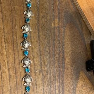 Silver and marcasite fish bracelet